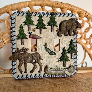 Borders Unlimited "Mountain Retreat" double light switch plate Northwoods Rustic